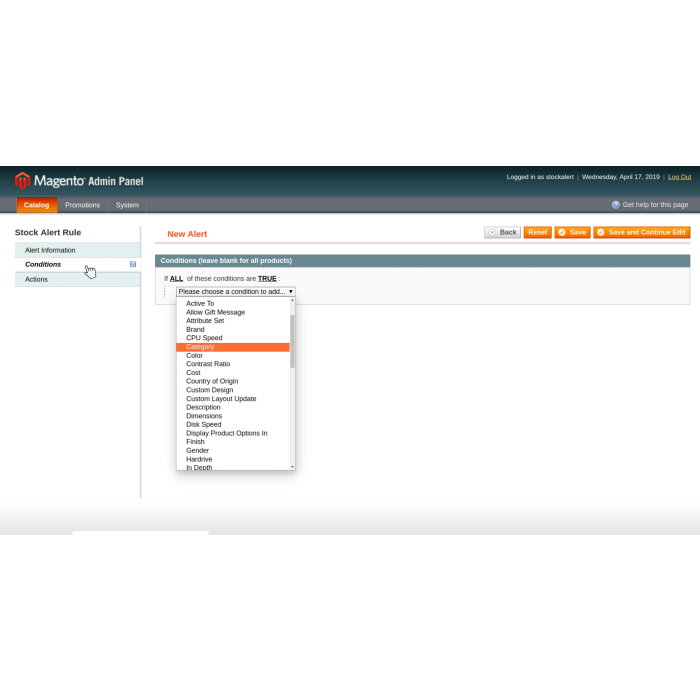 Admin Stock Alert for Magento 1