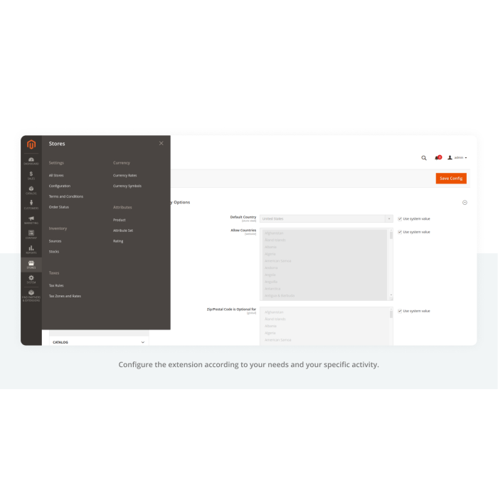 Access to the extension configuration