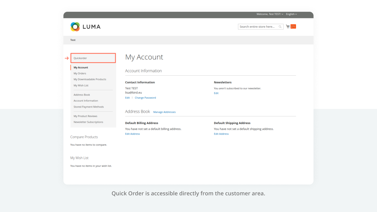 Access from the customer account