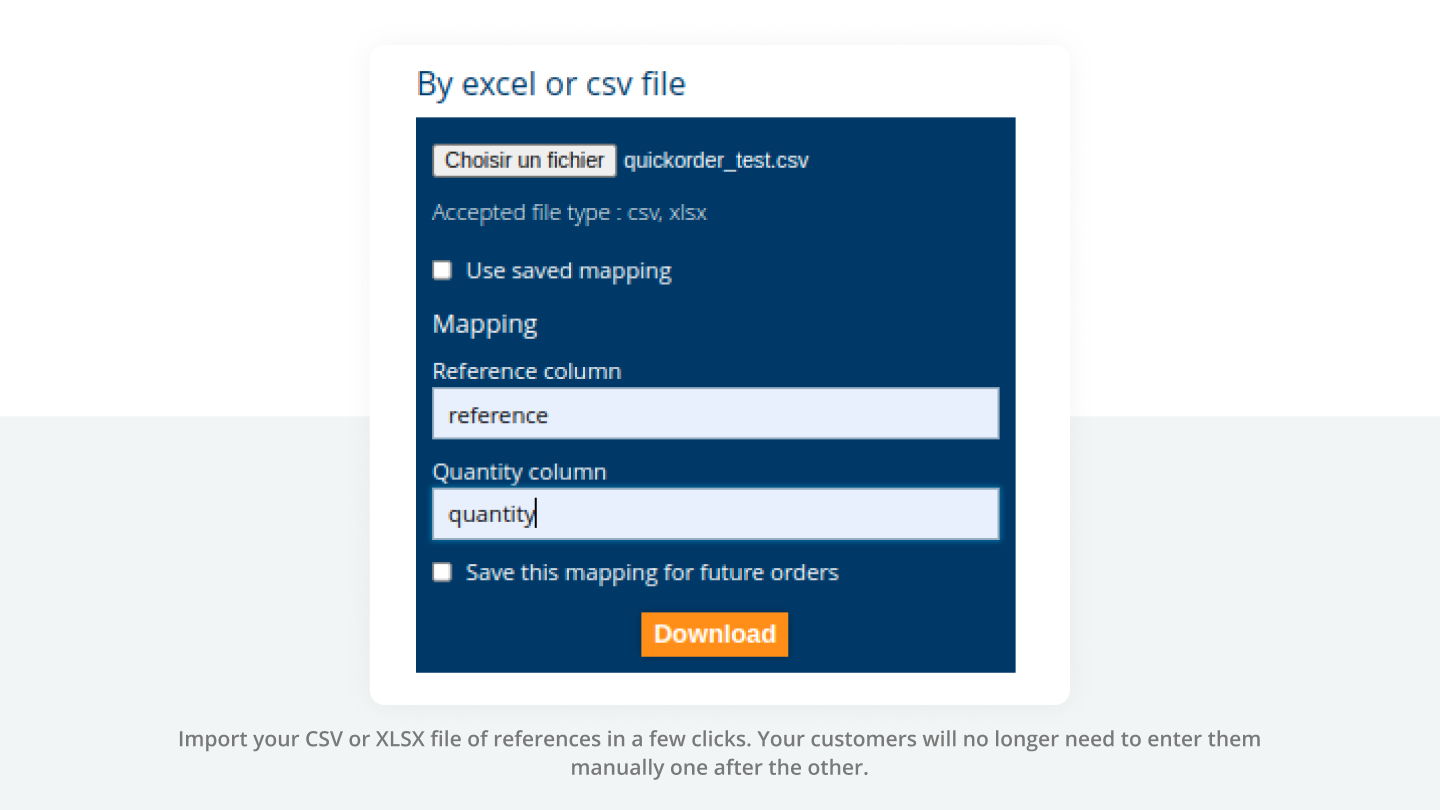 Quick import of CSV or XLSX files 
